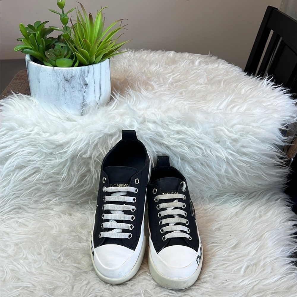 Dolce & Gabbana Women’s Portofino Logo Print Sneakers Size 6.5-7.5 US - Picture 4 of 17